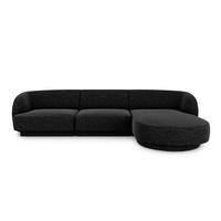 ECKSOFA rechts Miley aus Chenille-Stoff schwarz 4 Sitzplätze - Schwarz, Textil (156/255cm) - Micadoni