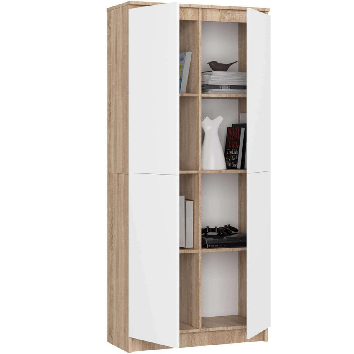 STANDREGAL Eiche Sonoma, Weiß 180/80/35 - Weiß, Holzwerkstoff (80/180/35cm) - RAUMHIRSCH FURNITURE