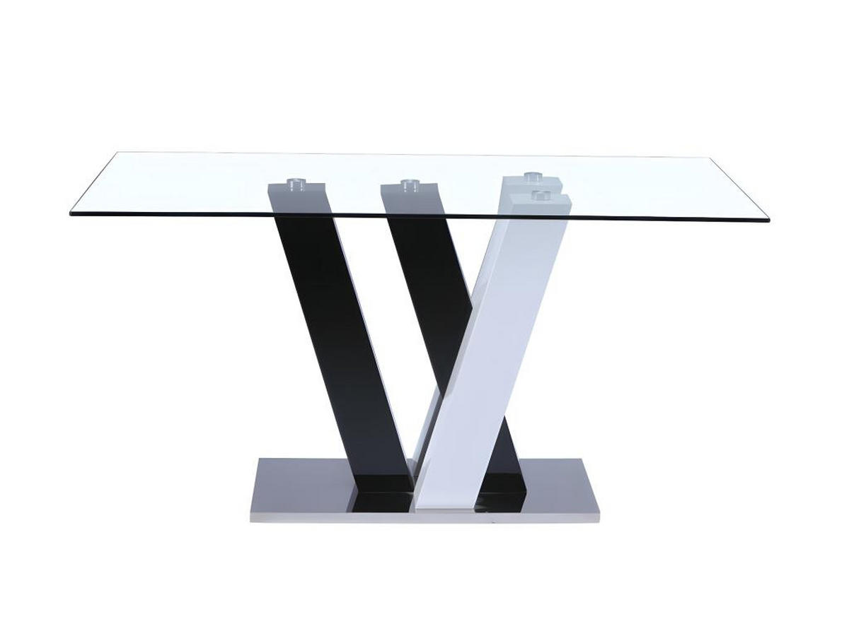 ESSTISCH - 6 Personen - MDF & Glas - Schwarz & Weiß - WINCH - Schwarz, Glas (150/90/76cm) - Vente-Unique