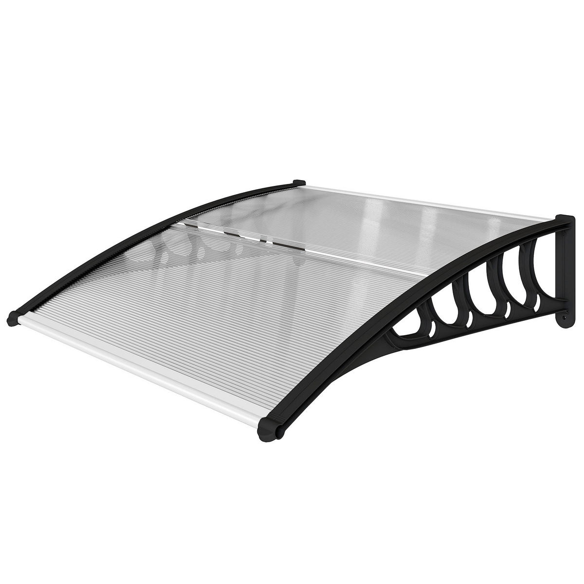 VORDACH DE-07382 wetterfest, transparent mit Aluminiumrahmen Schwarz - Transparent/Schwarz, Kunststoff/Metall (96.5/27/103cm) - ComfortXL