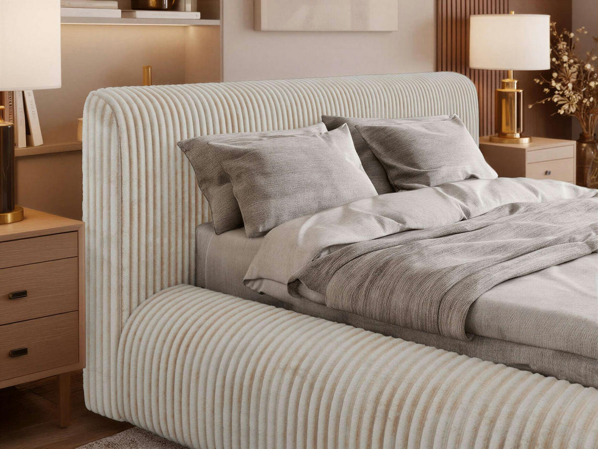 POLSTERBETT TILBEA CLASSIC 180/200 - Beige Cordstoff - ohne Matratze - Beige, Textil (180/200cm) - MKS