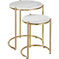 BEISTELLTISCH Ellsa,ineinander schiebbar,weiß/gold - Goldfarben/Weiß, Stein (43/43/50.5cm) - tectake