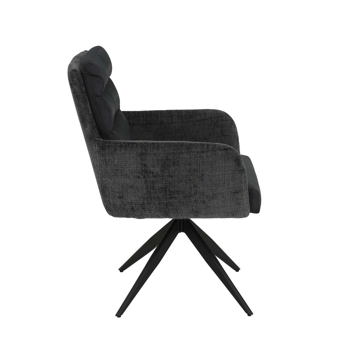 ARMLEHNSTUHL-SET 2 Stück Leandra, XL Sitzbreite - Anthrazit - Anthrazit/Schwarz, Textil/Metall (63/92/69cm) - Hela Vertriebs GmbH