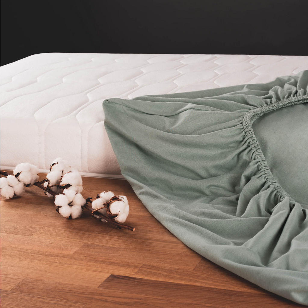 Thumbnail - Blumtal Spannbettlaken, Grün, Textil, Uni, 135x190 cm, Oeko-Tex® Standard 100, Schlaftextilien, Bettwäsche, Bettlaken