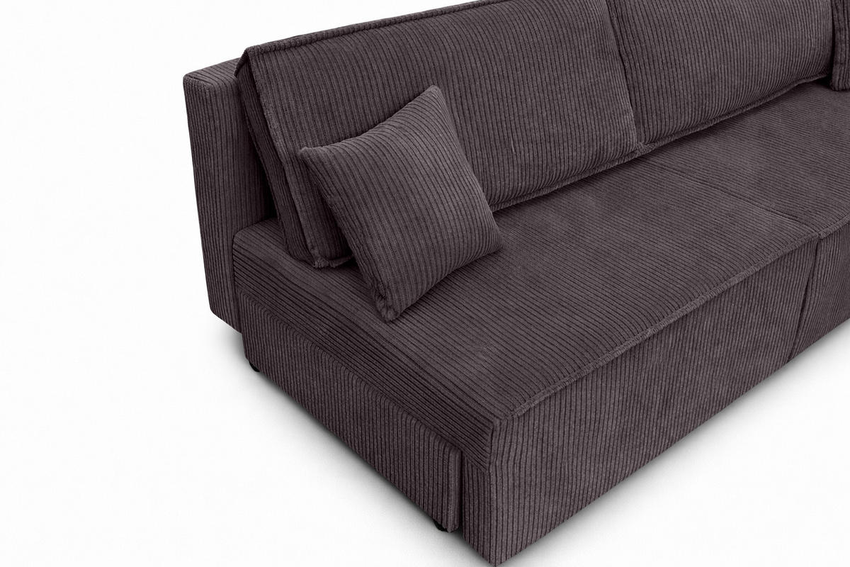 SOFA Mit Schlaffunktion Und Bettkasten, Cordstoff Poso, Dunkelgrau, BEST MINI - Dunkelgrau, Holz (200/83/98cm) - Kaiser Möbel