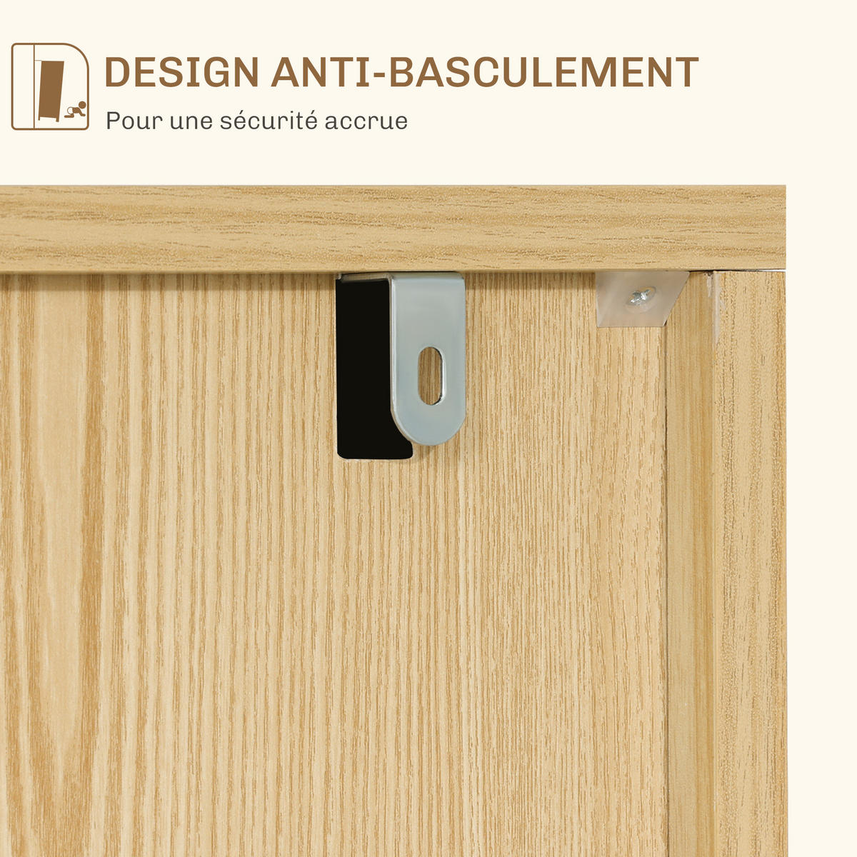 SIDEBOARD DE-11148 Chevron-Muster, 2 Türen Naturholz - Naturfarben, Holzwerkstoff (91.5/77.4/35cm) - ComfortXL