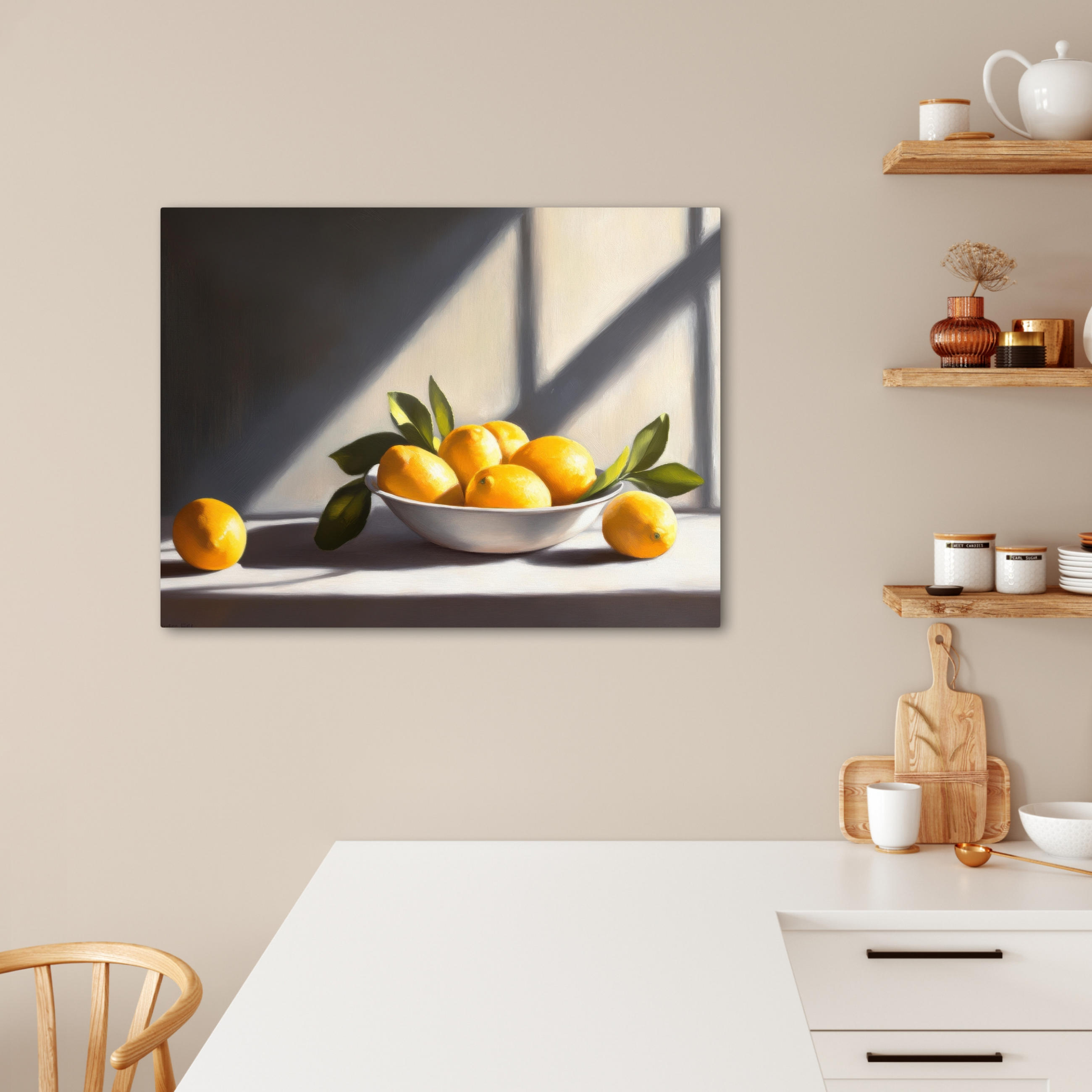 LEINWANDBILD Zitronen - Stilleben - Gelb Wandbilder 80x60 cm - Gelb, Textil (80/60cm) - MuchoWow