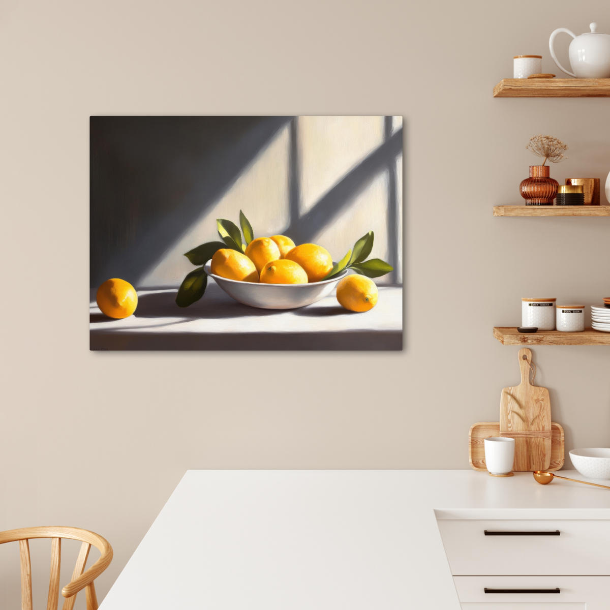 LEINWANDBILD Zitronen - Stilleben - Gelb Wandbilder 80x60 cm - Gelb, Textil (80/60cm) - MuchoWow