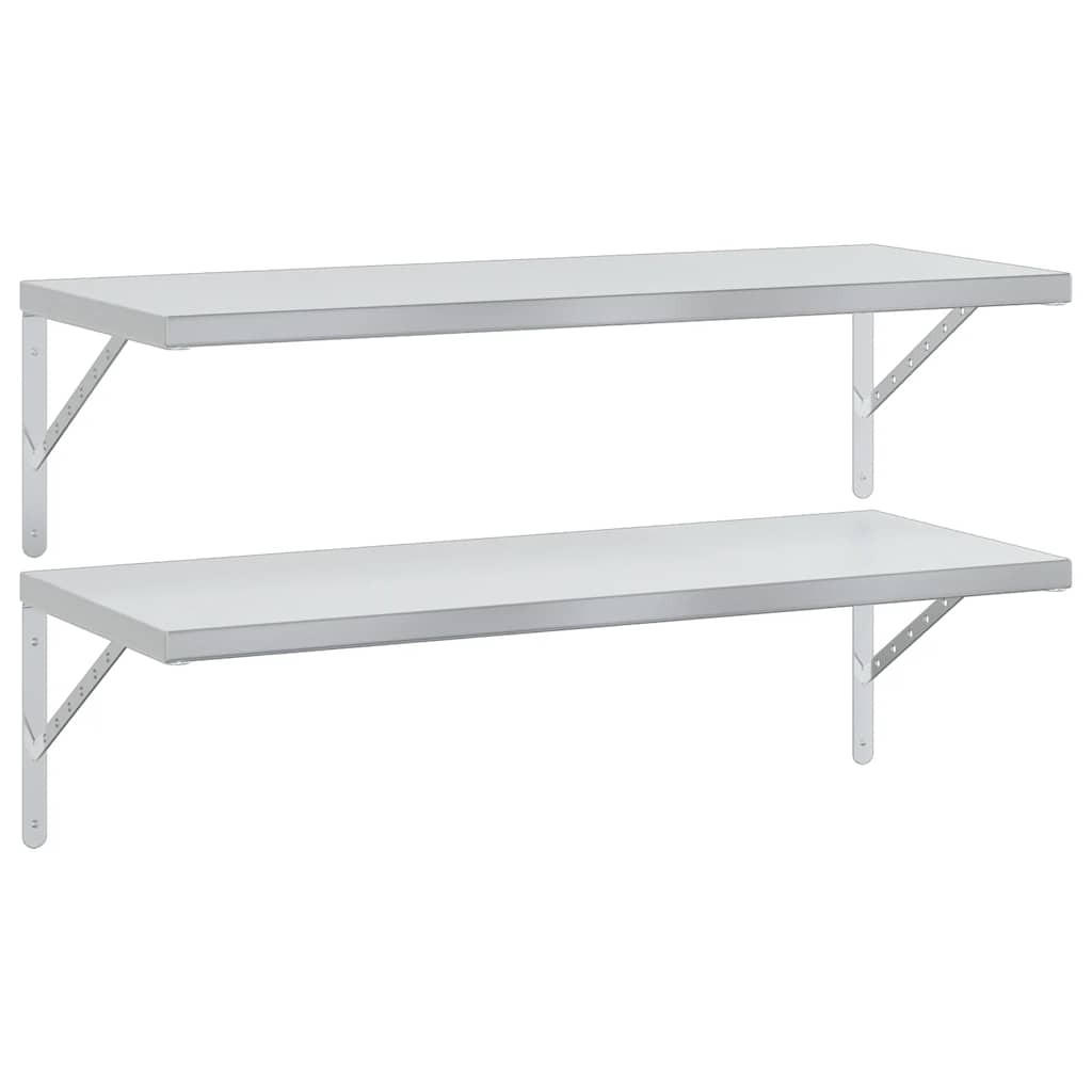 WANDREGALE 2Er Set 100/40 Cm Silbern Edelstahl - Silberfarben, Metall (40/28/100cm) - vidaXL