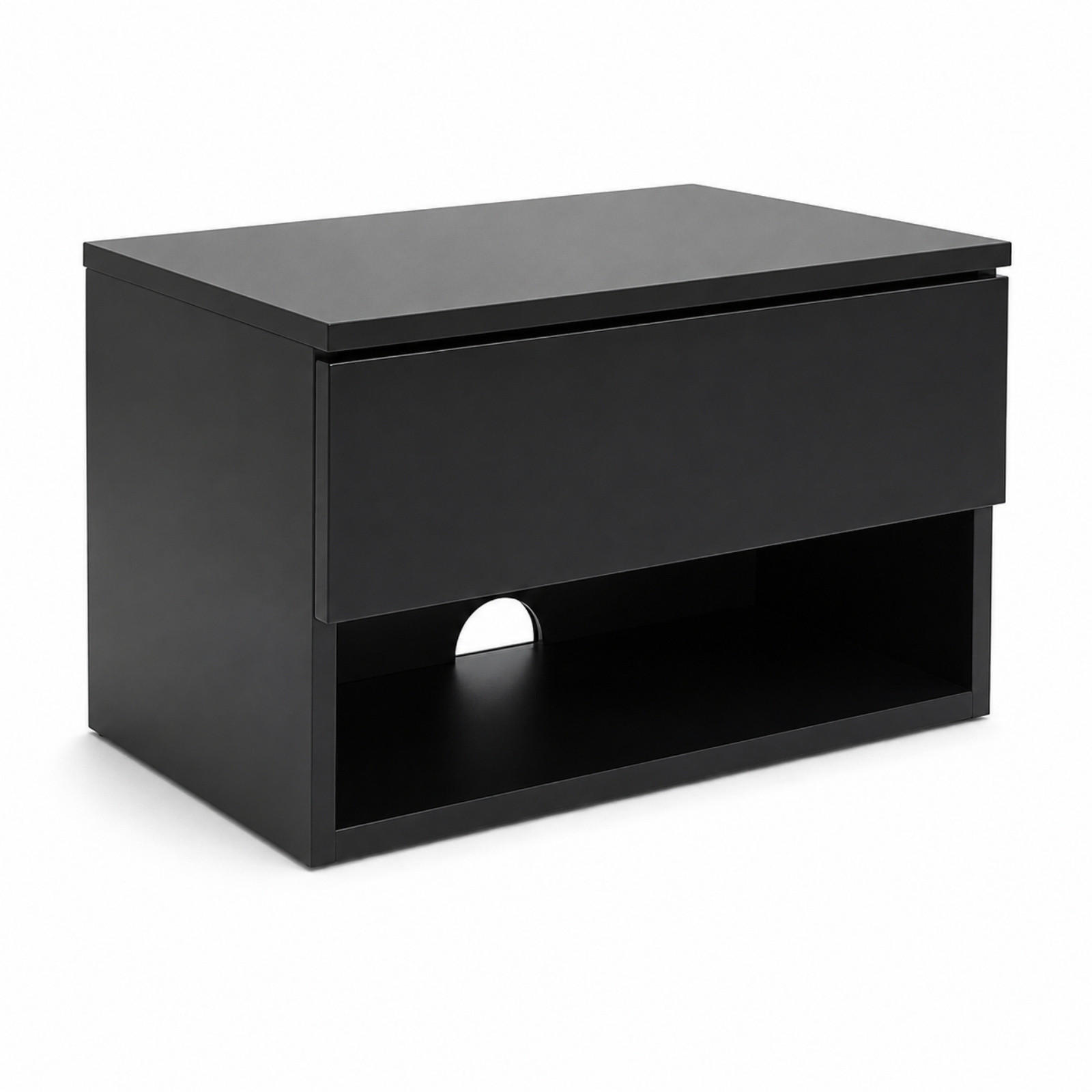WAND-NACHTTISCH mit Schublade und Regal 40/30/21,5 cm - Schwarz, Holzwerkstoff (30/21.5/40cm) - SCENA LIVING