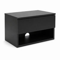 WAND-NACHTTISCH mit Schublade und Regal 40/30/21,5 cm - Schwarz, Holzwerkstoff (30/21.5/40cm) - SCENA LIVING