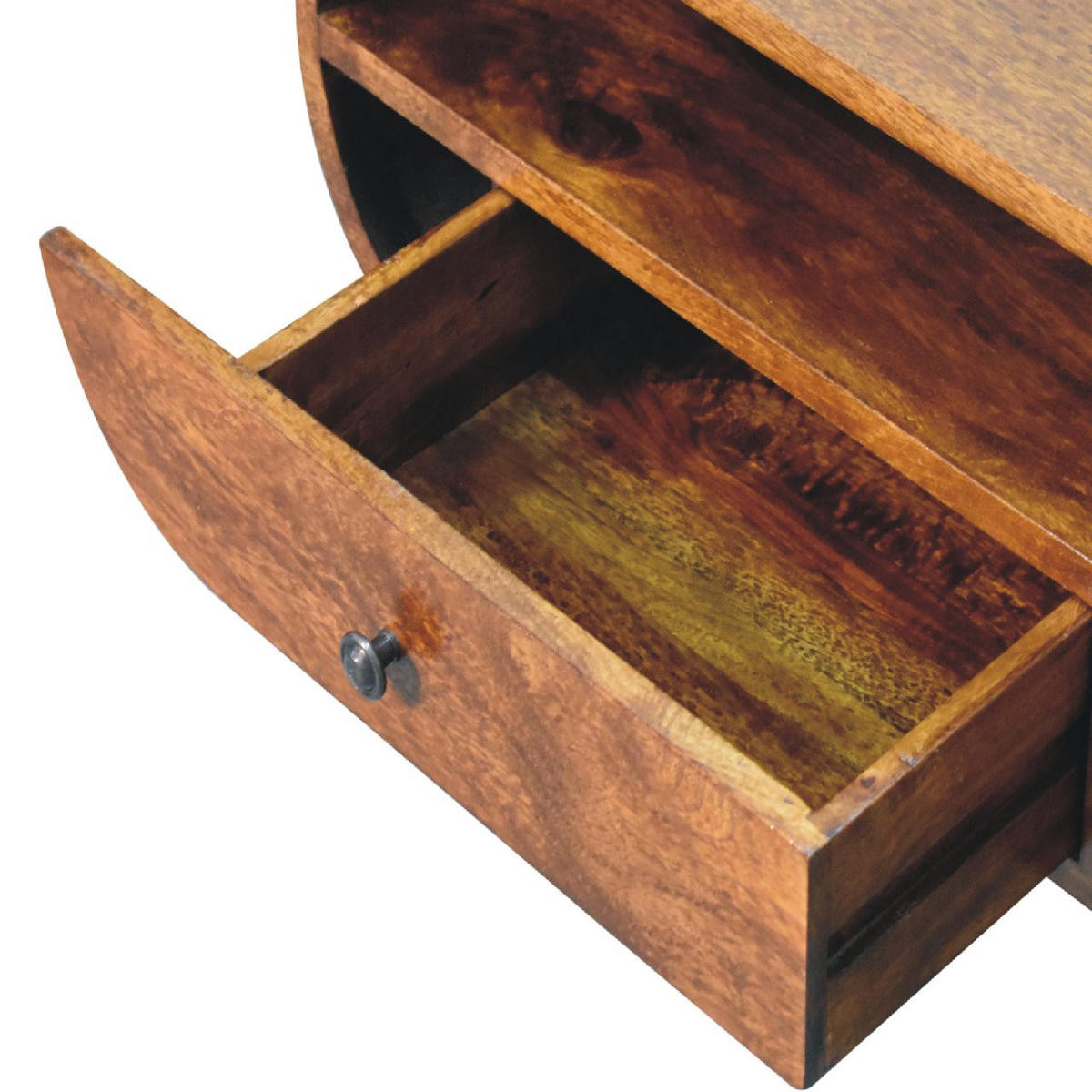 TV-ELEMENT mit Kastanienholz-Finish - Kastanienfarben/Messingfarben, Holz/Metall (90/45/35cm) - Artisan Furniture