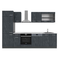 KÜCHE R-Line Schwarz Beton/Anthrazit 300 cm AP Marmor - Anthrazit/Schwarz, Holzwerkstoff (300/81.6/60cm) - Vicco