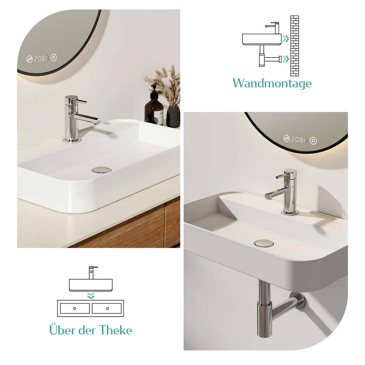 WASCHBECKEN Weiß 50/40/11 cm - Weiß Hochglanz, Keramik (40/11/50cm) - EMKE