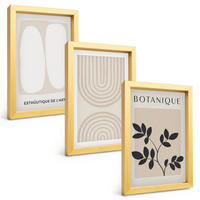 BILDER SET 3er Set - 20x30 cm Goldrahmen - Boho-Pflanzenposter - Goldfarben, Kunststoff (20/30cm) - TULUP