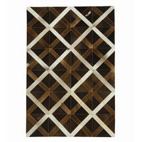 TEPPICH Patchwork Kuhfell Rautenmuster Kreuzdesign handgefertigt 200/300 cm - Schwarz/Braun, Fell (200/300cm) - Provellus