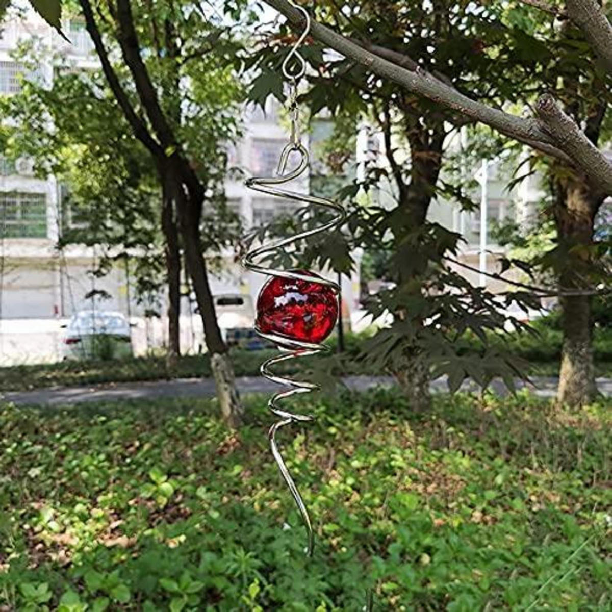 WINDSPIEL Spiralschwanz Edelstahl Rot - Rot, Metall (27.9/5/5cm)