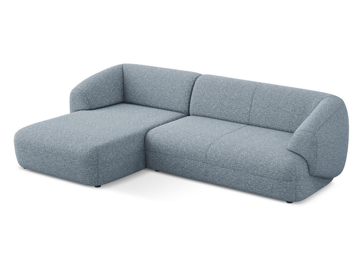 ECKSOFA links Strukturstoff Stoff Blau - Blau/Blaugrau, Kunststoff/Textil (156/280cm) - Makamii