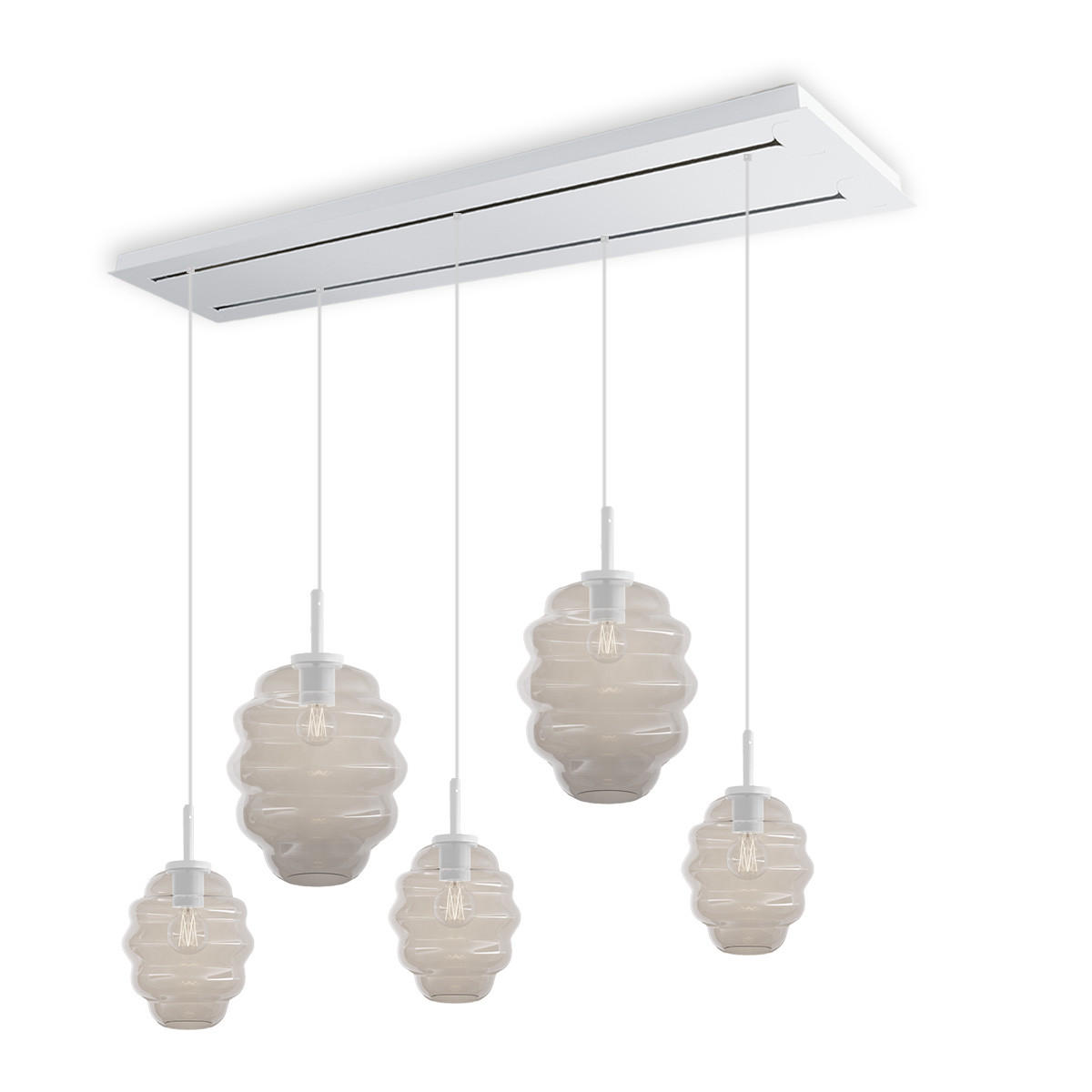 HÄNGELEUCHTE Echos 5-flammig Klar Ø 18/25cm - Klar/Weiß, Glas (18/18/20cm) - s.luce