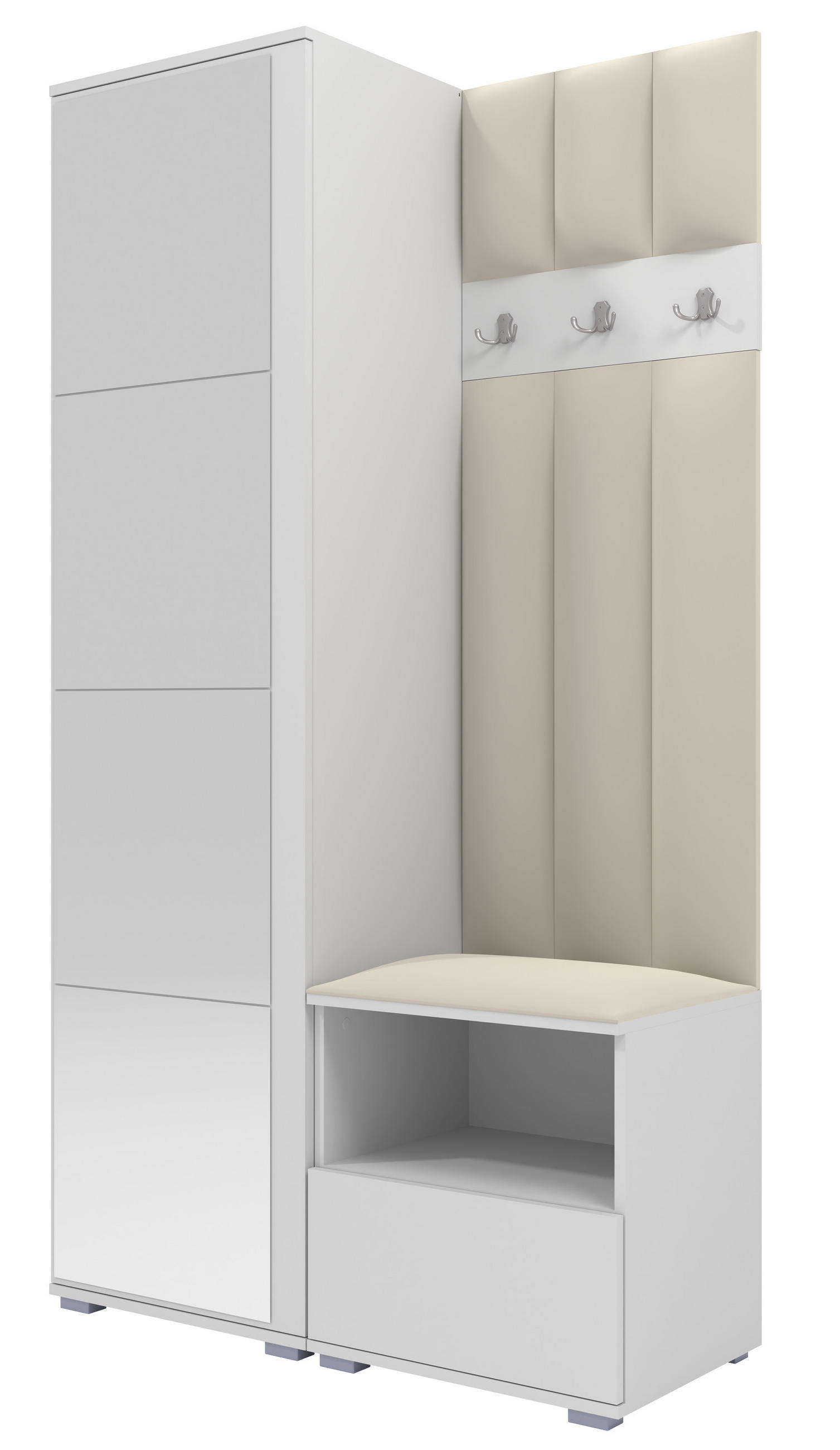 Ravio Gepolstert Weiß, Creme 100x187x40 cm