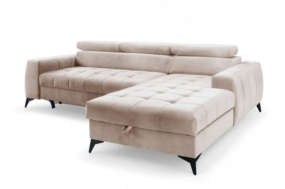 ECKSOFA Agnesa Xs In Salvador - Beige, Holzwerkstoff/Textil (260/200cm) - Fun Möbel