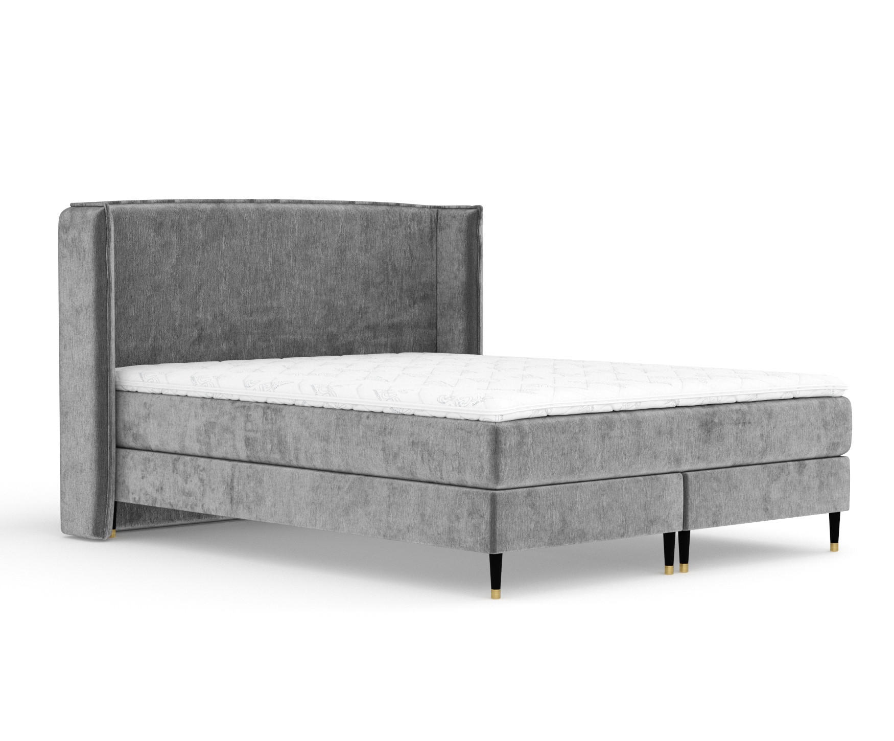 KONTINENTALBETT Ardis Grau 160/200 cm mit Matratze und Topper - Schwarz/Grau, Holz/Holzwerkstoff (160/200cm) - Maison de Reve
