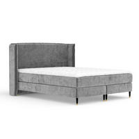 KONTINENTALBETT Ardis Grau 200/200 cm mit Matratze und Topper - Schwarz/Grau, Holz/Holzwerkstoff (200/200cm) - Maison de Reve