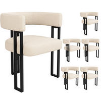 WOHNZIMMER STÜHLE mit Lammfellstoff geschwungene Rückenlehne 6tlg - Beige, Textil (54/72/51.5cm) - EVRYAE
