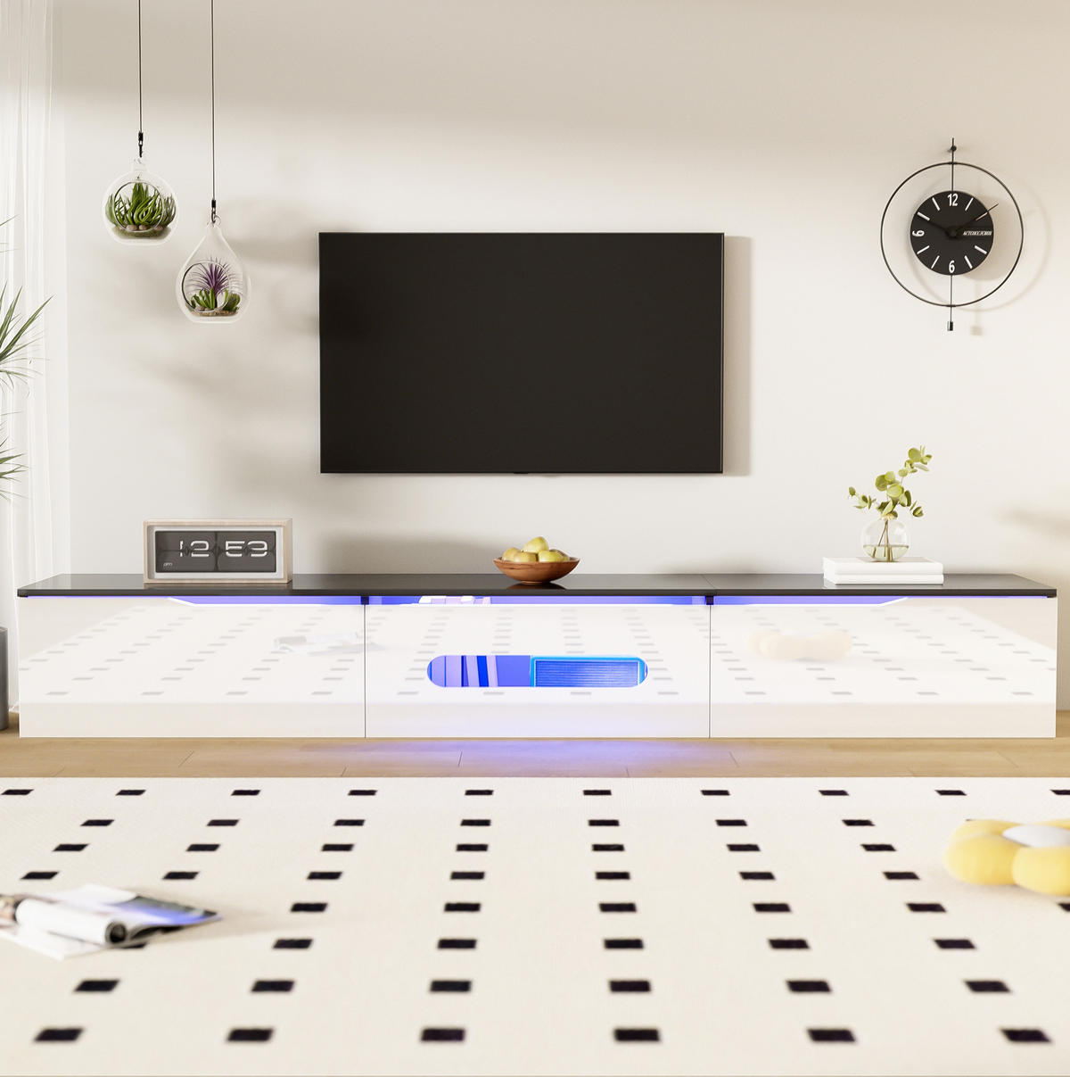 TV-ELEMENT mit LED 180 x 35 x 30 cm Schwarz-Weiß - Weiß, Holzwerkstoff (35/30/180cm) - Beauniv