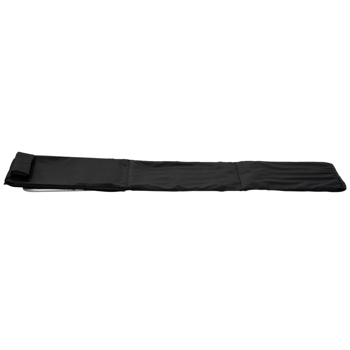 STRANDLIEGE Sonnenliege Gartenliege, klappbar, verstellbare Rücklehne, Seitentasche, 48 cm x 134 cm x 33-43 cm, Schwarz - Schwarz, Metall (134/43/48cm)