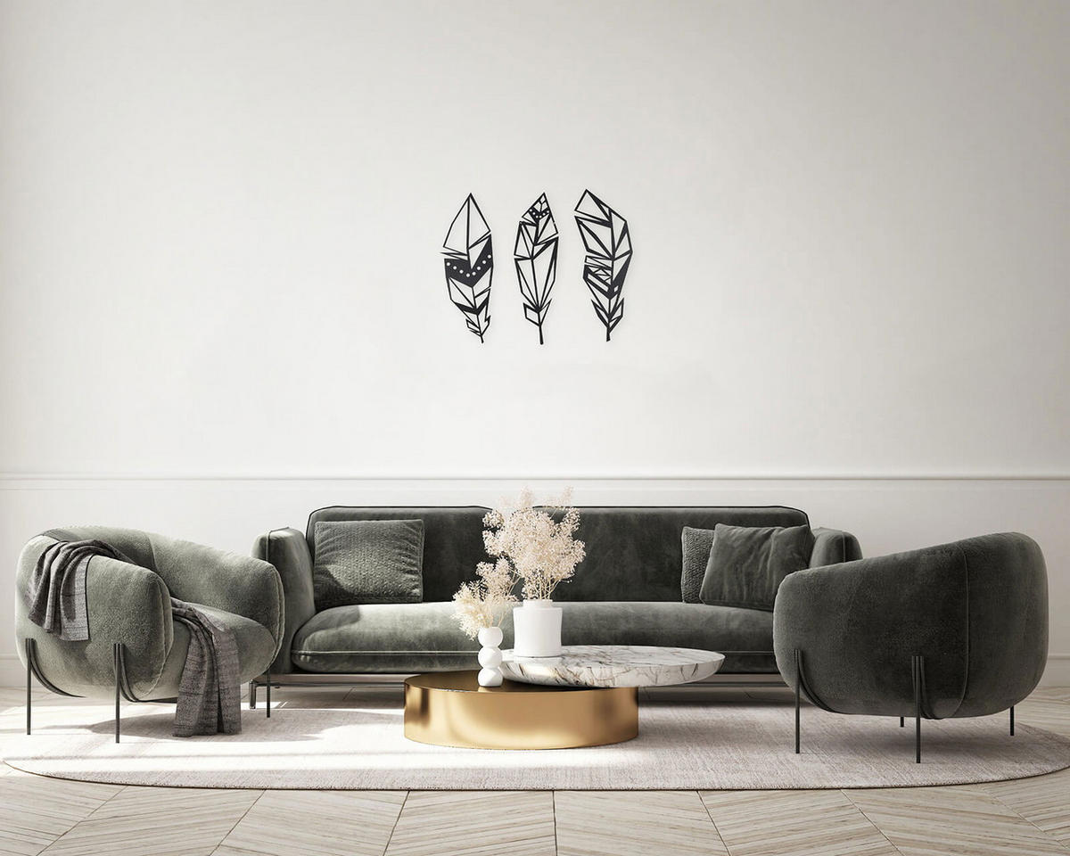 WANDDEKO Schwarz 72/70 cm - Schwarz, Metall (1.5/70/3cm) - KUNSTLOFT