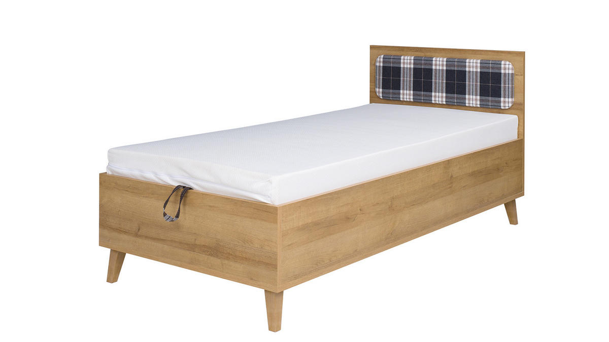 JUGENDBETT Aster 90x200 cm - Eichefarben/Graphitfarben, Holzwerkstoff/Kunststoff (90/200cm) - Ravio