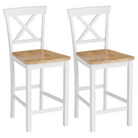 BARHOCKER 2er Set Barstuhl Küchenstühle mit Rückenlehne und Fußstütze Eiche - Eichefarben/Multicolor, Holz (41.5/96/46.5cm) - HOMCOM