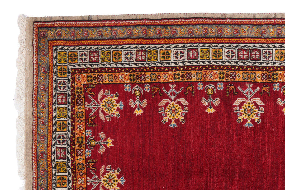 TEPPICH Rizbaf Rot 213/133 cm Schurwolle - Rot, Textil (133/213cm) - Looma