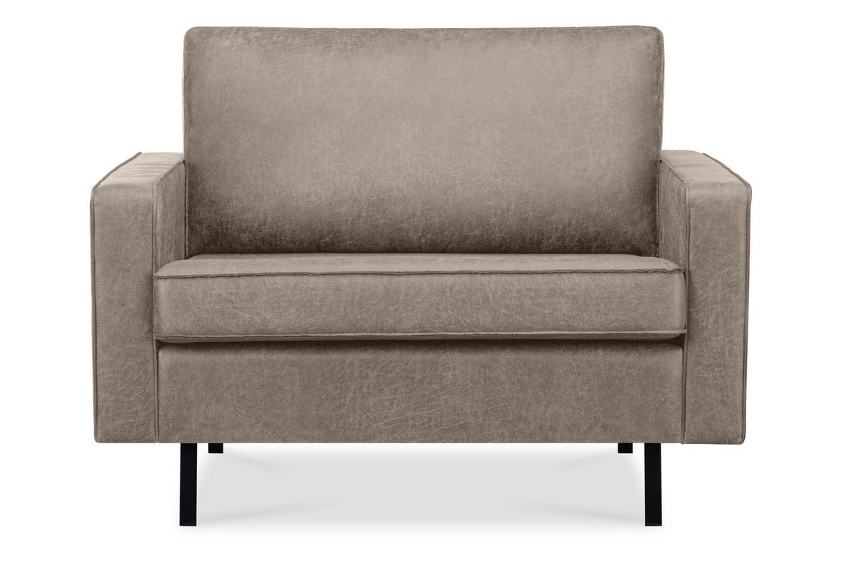 1,5-SITZER-SESSEL INVIA mit Armlehnen vintage, Lederoptik-Stoff, Hellgrau - Hellgrau/Schwarz, Textil (116/87/98cm) - KONSIMO®