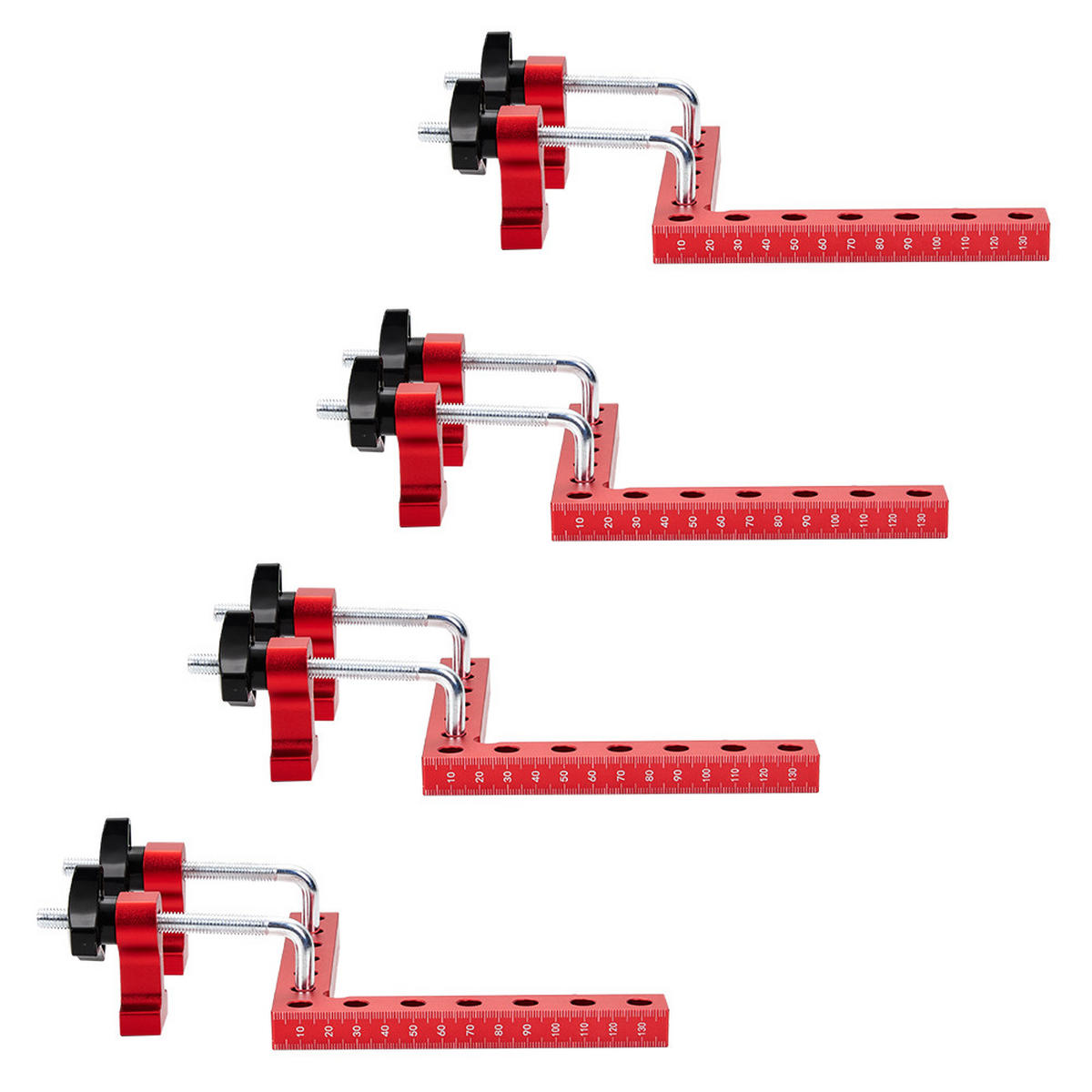 WINKELKLEMMEN 4er-set 90°aus Aluminiumlegierung in Rot Langlebiges Material Einfache Handhabung Praktische Skalen 5,51 Zoll / 140 mm - Rot, Metall (1.4/0.24/1cm) - Livingandhome