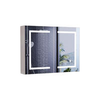 SPIEGELSCHRANK 80cm mit LED, Doppeltür, Weiß - Weiß, Holz (13.5/60/80cm)