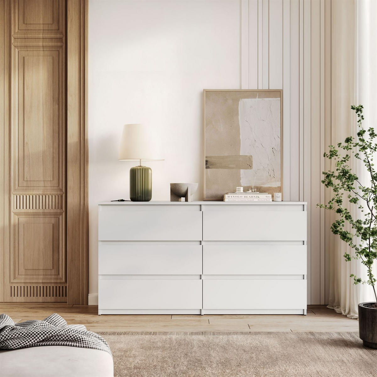 SIDEBOARD HANA M6 Weiß 140cm - Weiß, Holzwerkstoff (140/74.4/40cm) - Lookway