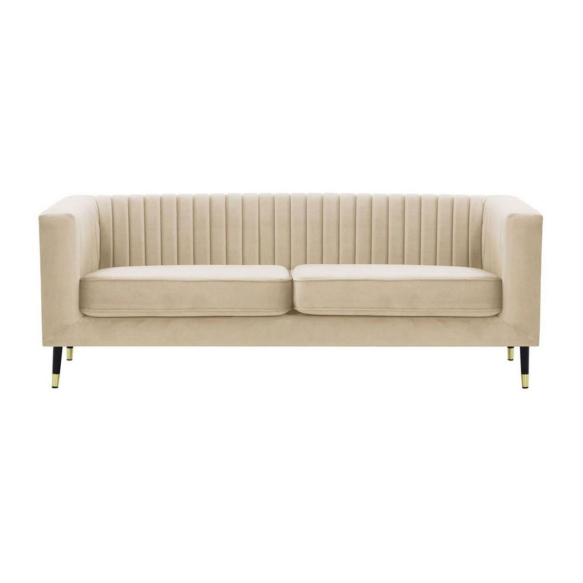DREISITZER SOFA Slender-Velluto 2 - Creme, Holz/Textil (201/71/83cm) - SLF24