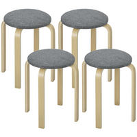 POLSTERHOCKER DE-06830 4er-Set stapelbar mit lackierter Oberfläche Grau - Grau, Holz (40/45/40cm) - ComfortXL