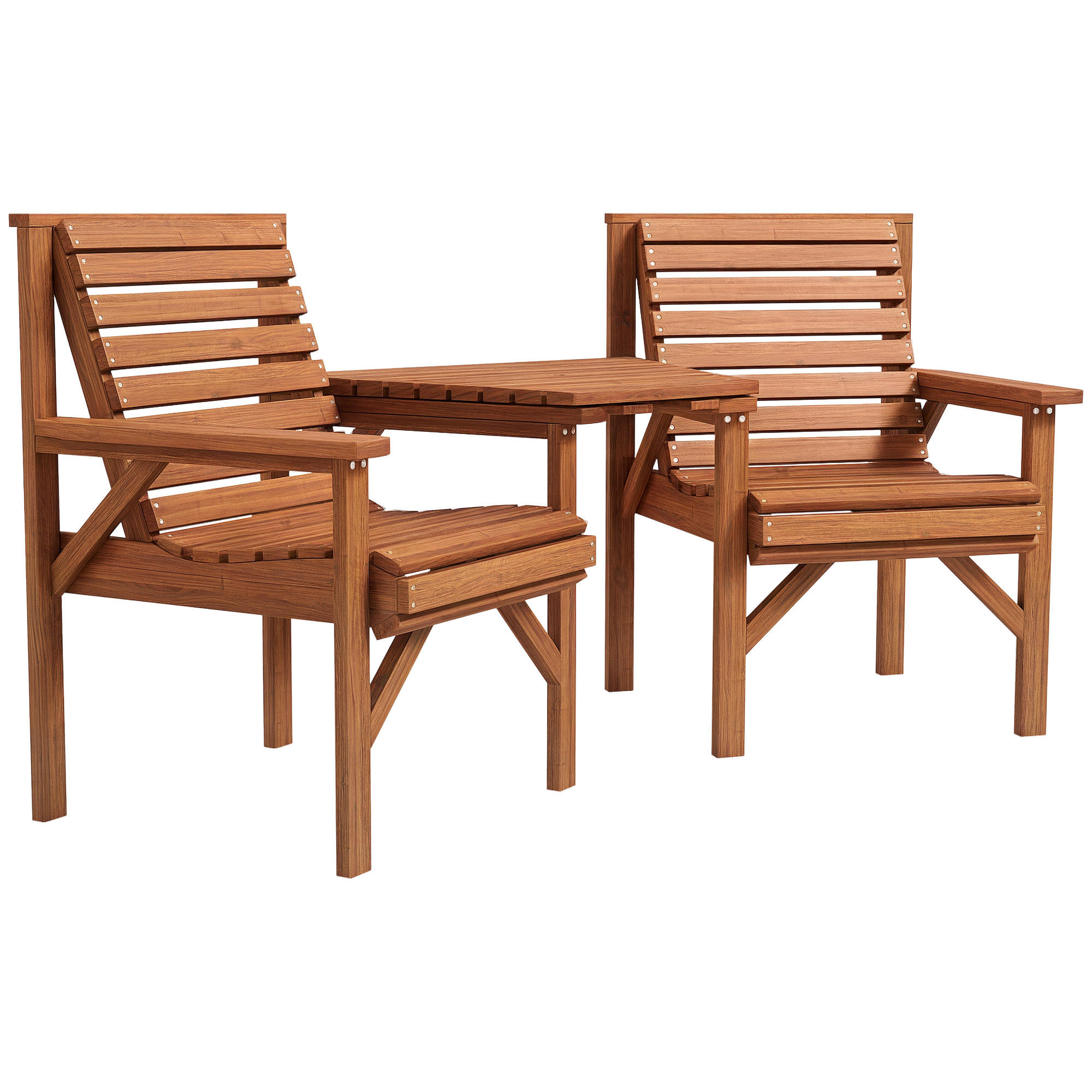 BISTRO-SET DE-07332 aus Holz mit Lamellendesign und Sonnenschirmloch Verkohlt - Naturfarben, Holz - ComfortXL