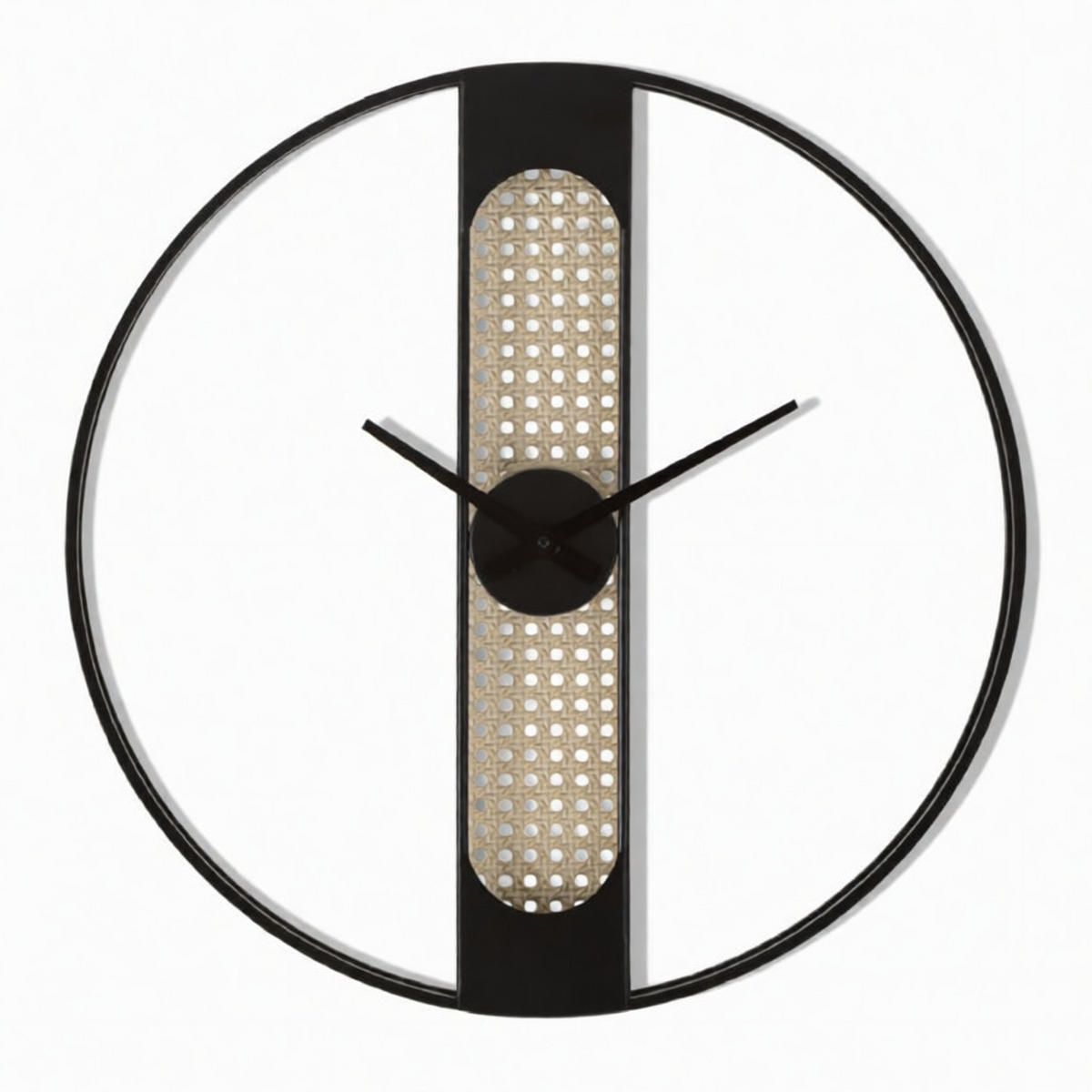 WANDUHR Ribby, schwarz und cremefarben, Eisen, 60 x 5 x 60 cm - Creme/Schwarz, Metall (60/60/5cm) - Mauro Ferretti