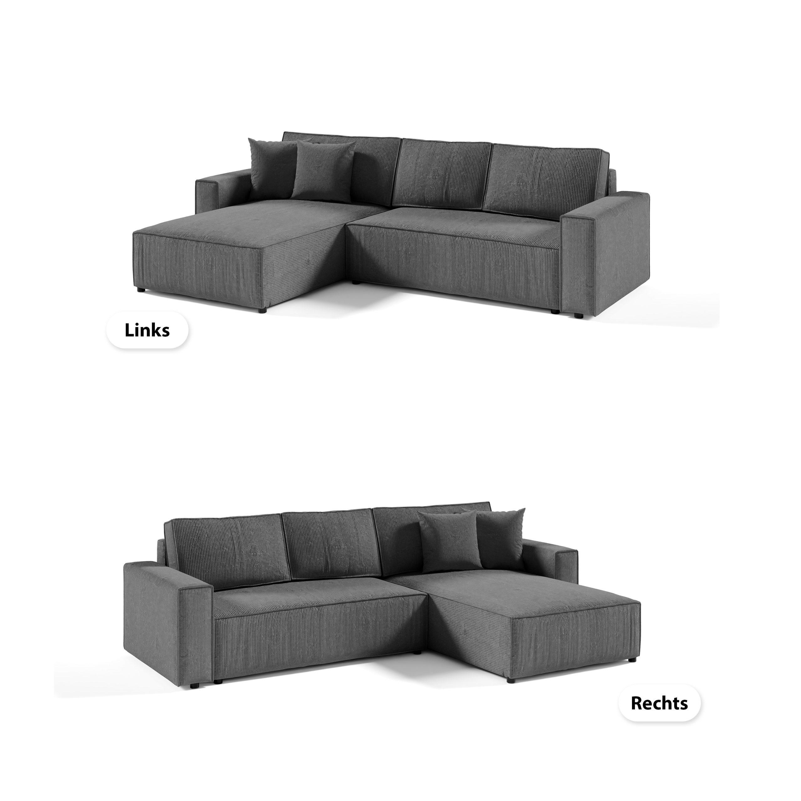 ECKSOFA Couch Sofagarnitur Sekwana L-form Spiel - Grau, Naturmaterialien (294/185cm) - Fedve