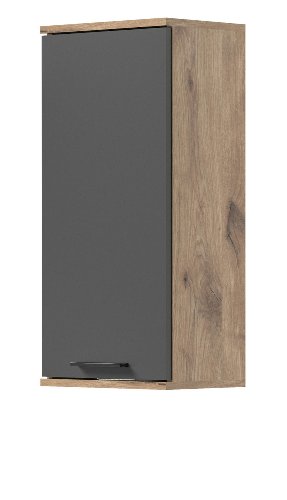 HÄNGESCHRANK Eiche grau 37 x 77 cm, Badschrank mit Soft-Close, Badezimmermöbel - Eichefarben/Schwarz, Holzwerkstoff/Kunststoff (37/77/24cm) - Inn.Furn