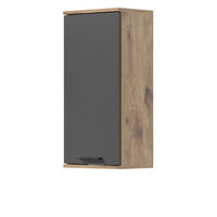 HÄNGESCHRANK Eiche grau 37 x 77 cm, Badschrank mit Soft-Close, Badezimmermöbel - Eichefarben/Schwarz, Holzwerkstoff/Kunststoff (37/77/24cm) - Inn.Furn