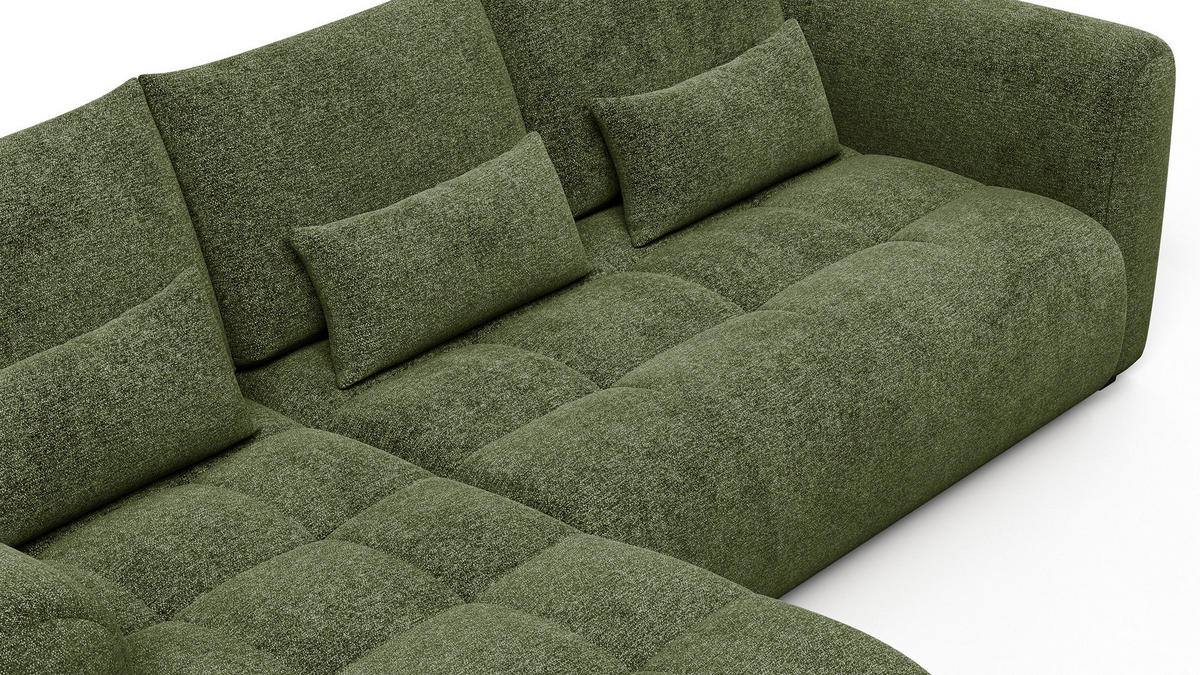 ECKSOFA SORENO 4-Sitzer, dunkelgrün - Dunkelgrün/Schwarz, Holz/Textil (293/171cm) - Courtois Laville
