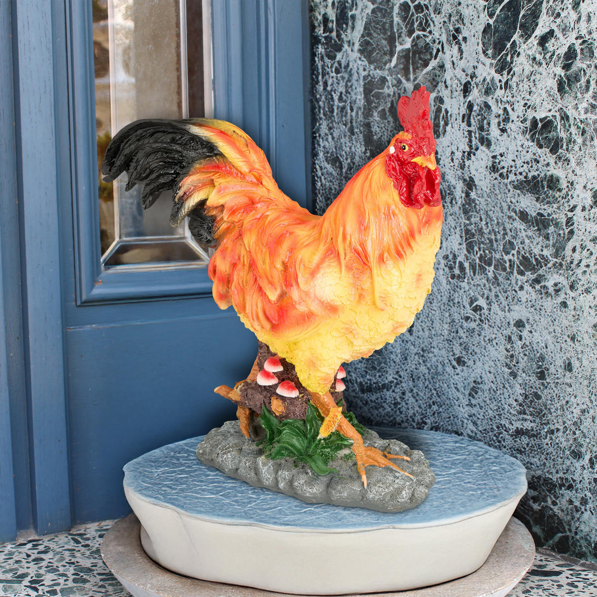 GARTENFIGUR Hahn - Multicolor, Kunststoff (30/34/11cm) - Relaxdays