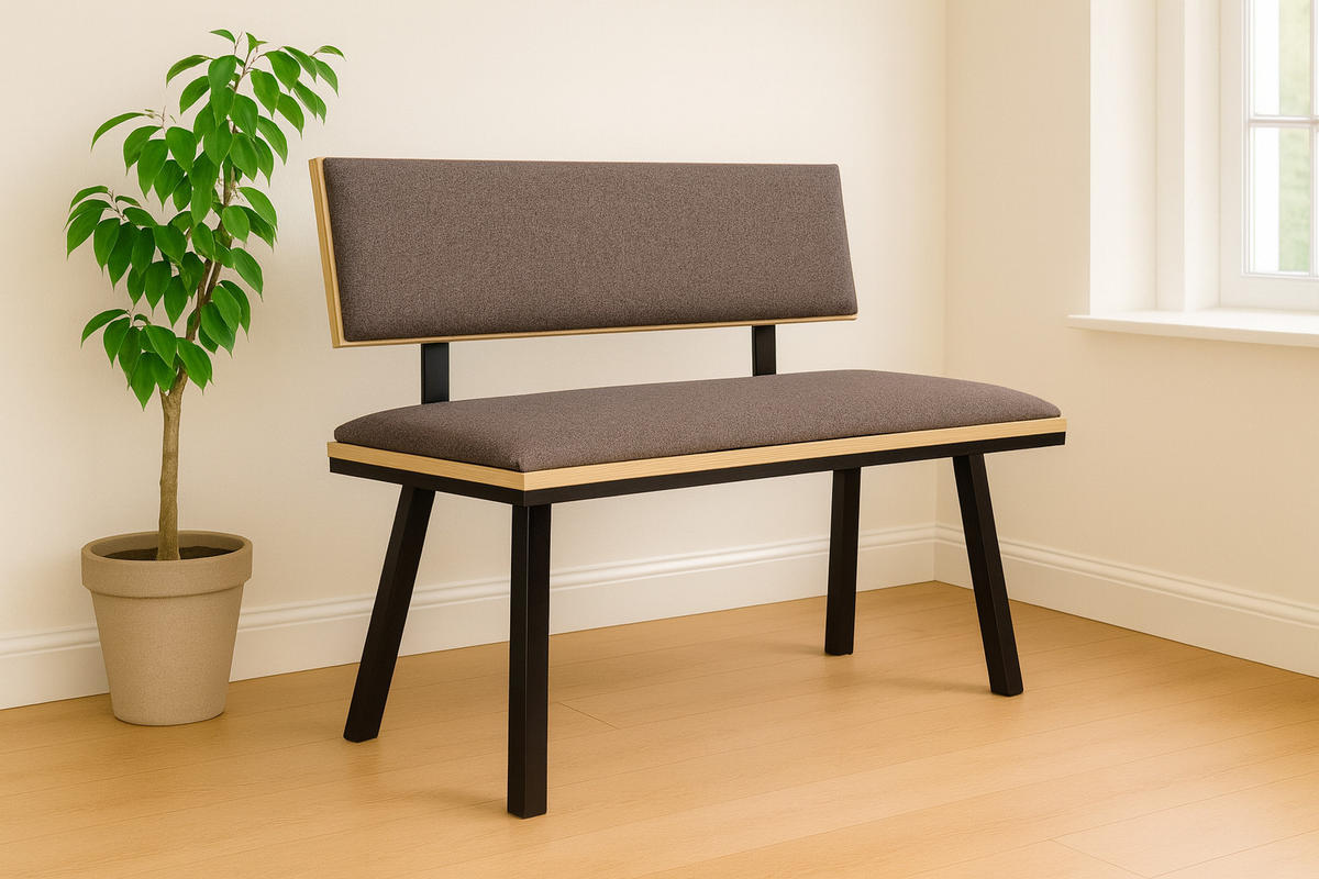 SITZBANK Die Elegante - Schwarz/Grau, Holz/Textil (48/88/125cm) - Kundler Home