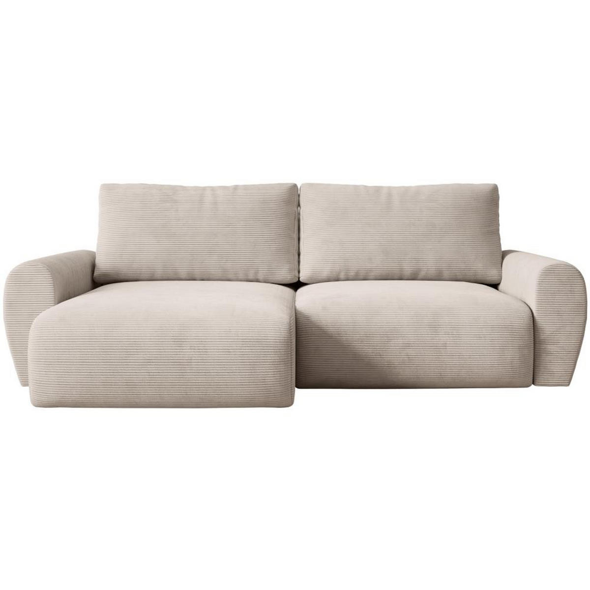 ECKSCHLAFSOFA Poss L beige links - Beige, Textil (253/153cm) - Beautysofa