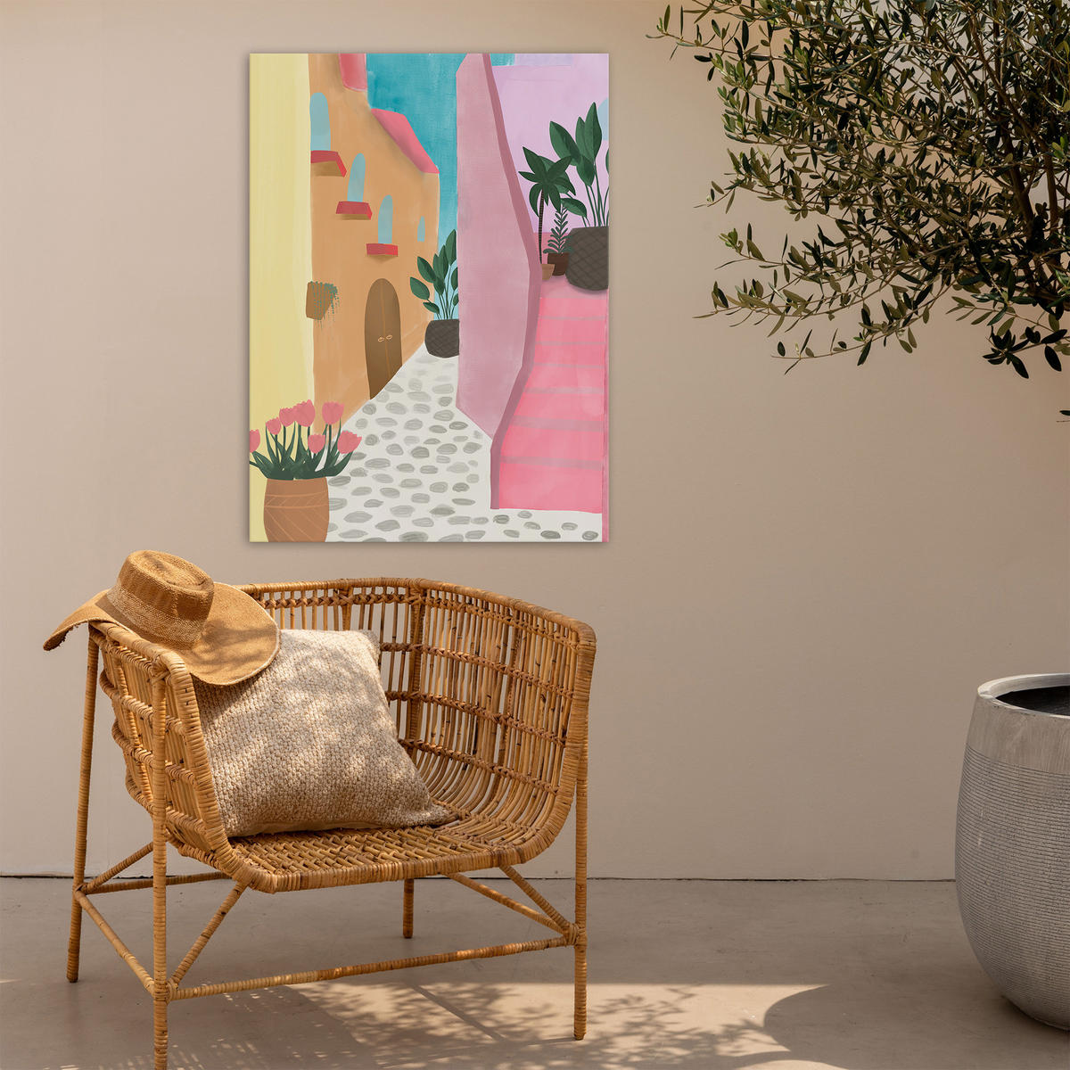 LEINWANDBILD Verträumte Allee 70x50cm - Pink/Multicolor, Textil (70/1cm) - Art for the Home